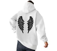 Generisch Felpa da donna con cappuccio e ali stampata, a maniche lunghe, girocollo, baggy, giacca invernale, casual, alla moda, streetwear, oversize, con ali d'angelo