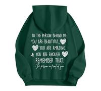 Generisch Felpa da donna con cappuccio "Enough" di Dear Person Behind Remember that Mental Health, morbida felpa con messaggio incoraggiante per la cura di sé nella vita quotidiana, verde, M