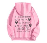 Generisch Felpa da donna con cappuccio "Enough" di Dear Person Behind Remember that Mental Health, morbida felpa con messaggio incoraggiante per la cura di sé nella vita quotidiana, Colore: rosa., L