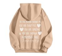 Generisch Felpa da donna con cappuccio "Enough" di Dear Person Behind Remember that Mental Health, morbida felpa con messaggio incoraggiante per la cura di sé nella vita quotidiana, cachi, XL
