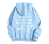 Generisch Felpa da donna con cappuccio "Enough" di Dear Person Behind Remember that Mental Health, morbida felpa con messaggio incoraggiante per la cura di sé nella vita quotidiana, Azzurro, S