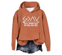 Generisch Felpa da donna con cappuccio God is Greater Than The Highs and Lows con stampa a maniche lunghe, morbida e comoda felpa con cappuccio per il tempo libero, Colore: arancione., L