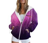 Generisch Felpa da donna con cappuccio, in cotone, con cerniera, con cappuccio, per il tempo libero, sport, a maniche lunghe, con chiusura lampo, oversize, con, #2 rosso, L