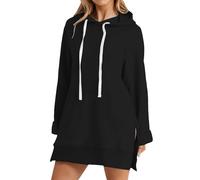 Generisch Felpa da donna con cappuccio, oversize, giacca sportiva da donna, a maniche lunghe, con cappuccio, leggera, con chiusura lampo laterale, B-blu, 5XL