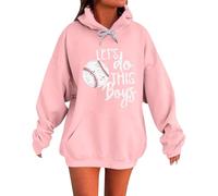 Generisch Felpa da donna con cappuccio, per autunno e sport, giacca con cappuccio, oversize, Y2k, a maniche lunghe, casual, da donna, design antivento, Rosa-e, S