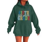 Generisch Felpa da donna con cappuccio per insegnanti con scritta "Fifth Grade" - felpa con cappuccio oversize per la vita scolastica | felpa casual per insegnanti di scuola elementare, Stil_b05 verde