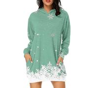 Generisch Felpa da donna con design natalizio, abbigliamento invernale lungo e morbido per un comfort morbido e alla moda per il tempo libero, verde, XXL