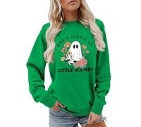 Generisch Felpa da donna con fantasma e fiori - Maglione a maniche lunghe con citazione canzone | Maglia casual per gli appassionati di cultura pop e musica, Stil_s02 verde, L