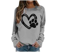 Generisch Felpa da donna con grafica a forma di cuore - Maglione con simbolo dell'amore minimalista | Top casual per un look espressivo quotidiano, Stil_z03 grigio, XXL
