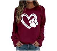 Generisch Felpa da donna con grafica a forma di cuore - Maglione con simbolo dell'amore minimalista | Top casual per un look espressivo quotidiano, Stil_z11 vinaccia, L