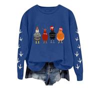 Generisch Felpa da donna con motivo pulcino, scollo rotondo, look primavera, comoda e morbida, versatile, lavorazione di alta qualità, grazioso maglione, Blu 1, M