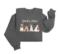 Generisch Felpa da donna con scollo rotondo Autumn Casual Baggy Sweater Tops Going Out Clothes Halloween Stampa a maniche lunghe Maglione Halloween Costume da donna, Felpa con cappuccio B2-grey, S