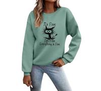 Generisch Felpa da donna con scritta di gatto sarcastico - Maglione dichiarato ironico sul caos quotidiano | Divertente top con gatto stressato, Stil_r01 verde, M