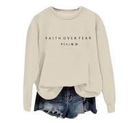 Generisch Felpa da donna con scritta Faith Over Fear - Maglione cristiano con versetto biblico Salmo 34 | Dichiarazione di fede ispiratrice per l'uso quotidiano, Stil_r01 Beige, XL