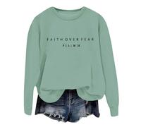 Generisch Felpa da donna con scritta Faith Over Fear - Maglione cristiano con versetto biblico Salmo 34 | Dichiarazione di fede ispiratrice per l'uso quotidiano, Stil_r03 verde, M