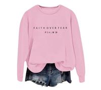 Generisch Felpa da donna con scritta Faith Over Fear - Maglione cristiano con versetto biblico Salmo 34 | Dichiarazione di fede ispiratrice per l'uso quotidiano, Stil_r06 rosa, L