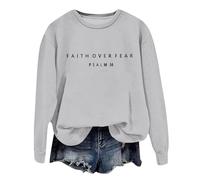 Generisch Felpa da donna con scritta Faith Over Fear - Maglione cristiano con versetto biblico Salmo 34 | Dichiarazione di fede ispiratrice per l'uso quotidiano, Stil_r04 Grigio, XXL