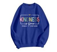 Generisch Felpa da donna con scritta in lingua tedesca "Kindness is Free-Botschaft" - Maglione casual con scritta colorata | Top per una vita quotidiana amichevole, Stil_o03 blu, L