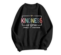 Generisch Felpa da donna con scritta in lingua tedesca "Kindness is Free-Botschaft" - Maglione casual con scritta colorata | Top per una vita quotidiana amichevole, Stil_o02 Nero, S