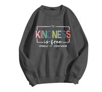 Generisch Felpa da donna con scritta in lingua tedesca "Kindness is Free-Botschaft" - Maglione casual con scritta colorata | Top per una vita quotidiana amichevole, Stil_o04 Grigio, XL