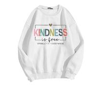 Generisch Felpa da donna con scritta in lingua tedesca "Kindness is Free-Botschaft" - Maglione casual con scritta colorata | Top per una vita quotidiana amichevole, Stil_o10 Bianco, L