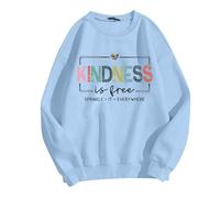 Generisch Felpa da donna con scritta in lingua tedesca "Kindness is Free-Botschaft" - Maglione casual con scritta colorata | Top per una vita quotidiana amichevole, Stil_o07 blu, XXL