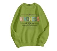 Generisch Felpa da donna con scritta in lingua tedesca "Kindness is Free-Botschaft" - Maglione casual con scritta colorata | Top per una vita quotidiana amichevole, Stil_o05 verde, 3XL