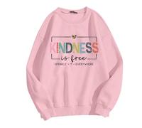 Generisch Felpa da donna con scritta in lingua tedesca "Kindness is Free-Botschaft" - Maglione casual con scritta colorata | Top per una vita quotidiana amichevole, Stil_o08 rosa, M