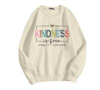 Generisch Felpa da donna con scritta in lingua tedesca "Kindness is Free-Botschaft" - Maglione casual con scritta colorata | Top per una vita quotidiana amichevole, Stil_o01 Beige, XXL
