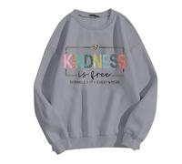 Generisch Felpa da donna con scritta in lingua tedesca "Kindness is Free-Botschaft" - Maglione casual con scritta colorata | Top per una vita quotidiana amichevole, Stil_o06 Grigio, M