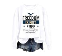 Generisch Felpa da donna con scritta patriottica della libertà - Maglione a maniche lunghe 'Freedom is Not Free' | Maglia dichiarativa per valori e convinzione, Stil_f09 Bianco, M