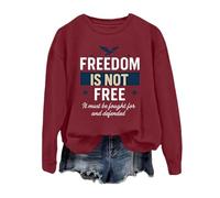 Generisch Felpa da donna con scritta patriottica della libertà - Maglione a maniche lunghe 'Freedom is Not Free' | Maglia dichiarativa per valori e convinzione, Stil_f08 rosso, M
