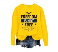 Generisch Felpa da donna con scritta patriottica della libertà - Maglione a maniche lunghe 'Freedom is Not Free' | Maglia dichiarativa per valori e convinzione, Stil_f10 giallo, 3XL
