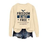 Generisch Felpa da donna con scritta patriottica della libertà - Maglione a maniche lunghe 'Freedom is Not Free' | Maglia dichiarativa per valori e convinzione, Stil_f01 Beige, XXL