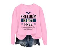 Generisch Felpa da donna con scritta patriottica della libertà - Maglione a maniche lunghe 'Freedom is Not Free' | Maglia dichiarativa per valori e convinzione, Stil_f07 rosa, L