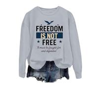Generisch Felpa da donna con scritta patriottica della libertà - Maglione a maniche lunghe 'Freedom is Not Free' | Maglia dichiarativa per valori e convinzione, Stil_f05 grigio, M