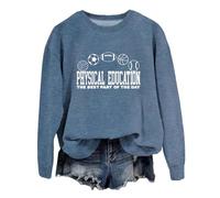 Generisch Felpa da donna con stampa fisica Education, maglione casual per insegnanti di sport, maglione rotondo con motivo sportivo, Stil_g05 blu navy, L