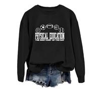 Generisch Felpa da donna con stampa fisica Education, maglione casual per insegnanti di sport, maglione rotondo con motivo sportivo, Stil_g02 Nero, S