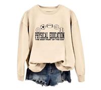 Generisch Felpa da donna con stampa fisica Education, maglione casual per insegnanti di sport, maglione rotondo con motivo sportivo, Stil_g01 Beige, XL