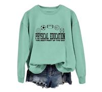 Generisch Felpa da donna con stampa fisica Education, maglione casual per insegnanti di sport, maglione rotondo con motivo sportivo, Stil_g03 verde, XXL