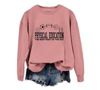Generisch Felpa da donna con stampa fisica Education, maglione casual per insegnanti di sport, maglione rotondo con motivo sportivo, Stil_g06 rosa, S