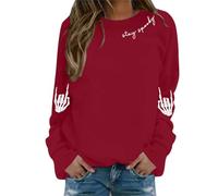 Generisch Felpa da donna di Halloween con mani scheletriche - Maglione a maniche lunghe con scritta "Stay Spooky" | Top casual per la stagione spaventosa, Stil_c11 rosso, L
