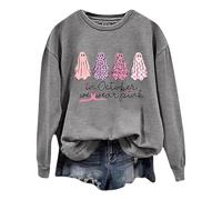 Generisch Felpa da donna gotica con cappuccio senza cappuccio Halloween Ghost Horror a maniche lunghe per zucche e fantasmi stampa a maniche lunghe girocollo, Felpa con cappuccio B2-grey, S