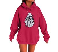 Generisch Felpa da donna lunga, con cappuccio, oversize, con cappuccio, con cappuccio, con cerniera, colore nero, a vita stretta, la figura lascia, Rosso 3, 4XL