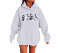 Generisch Felpa da donna lunga, con cappuccio, oversize, con cappuccio, con cappuccio, con cerniera, colore nero, a vita stretta, la figura lascia, Bianco-1, 5XL