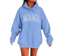 Generisch Felpa da donna lunga, con cappuccio, oversize, con cappuccio, con cappuccio, con cerniera, colore nero, a vita stretta, la figura lascia, Azzurro 1, XXL