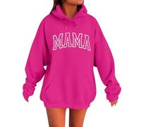 Generisch Felpa da donna lunga, con cappuccio, oversize, con cappuccio, con cappuccio, con cerniera, colore nero, a vita stretta, la figura lascia, Hot rosa-1., S
