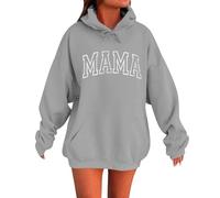 Generisch Felpa da donna lunga, con cappuccio, oversize, con cappuccio, con cappuccio, con cerniera, colore nero, a vita stretta, la figura lascia, Grigio 1, L
