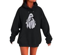 Generisch Felpa da donna lunga, con cappuccio, oversize, con cappuccio, con cappuccio, con cerniera, colore nero, a vita stretta, la figura lascia, Nero/3, XXL