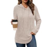 Generisch Felpa da donna morbida con cappuccio a costine - Minimalist Chic Slim Fit Felpa con cappuccio per donne di tutti i giorni, arancione, M